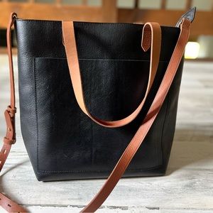 Madewell Zip Top Medium Transport Tote Black/Brown